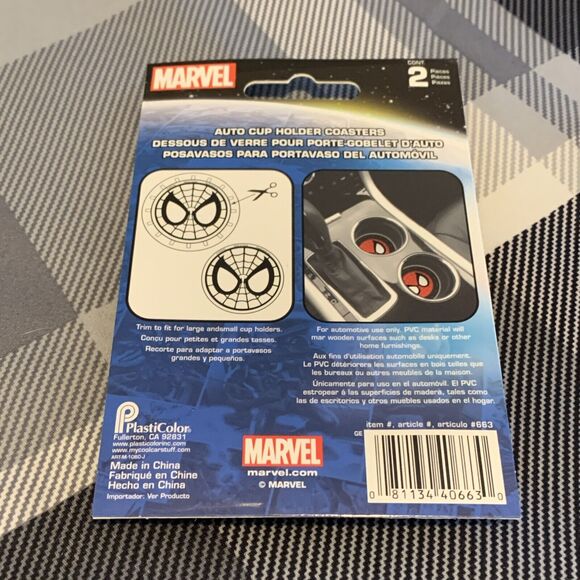 Plasticolor Spiderman Car Coaster, 2x Cupholder Coasters Marvel Comics Spiderman - Picture 2 of 3